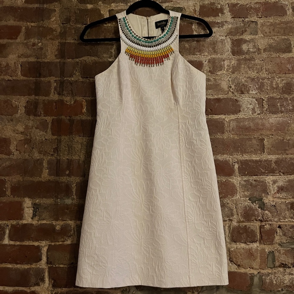 Laundry by Shelli Segal White Sleeveless Dress with Beads (Size 0)